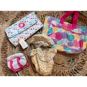 American Girl Doll Travel Set Carrier Bag Outfit Changing‎ Mat Polka Dot
